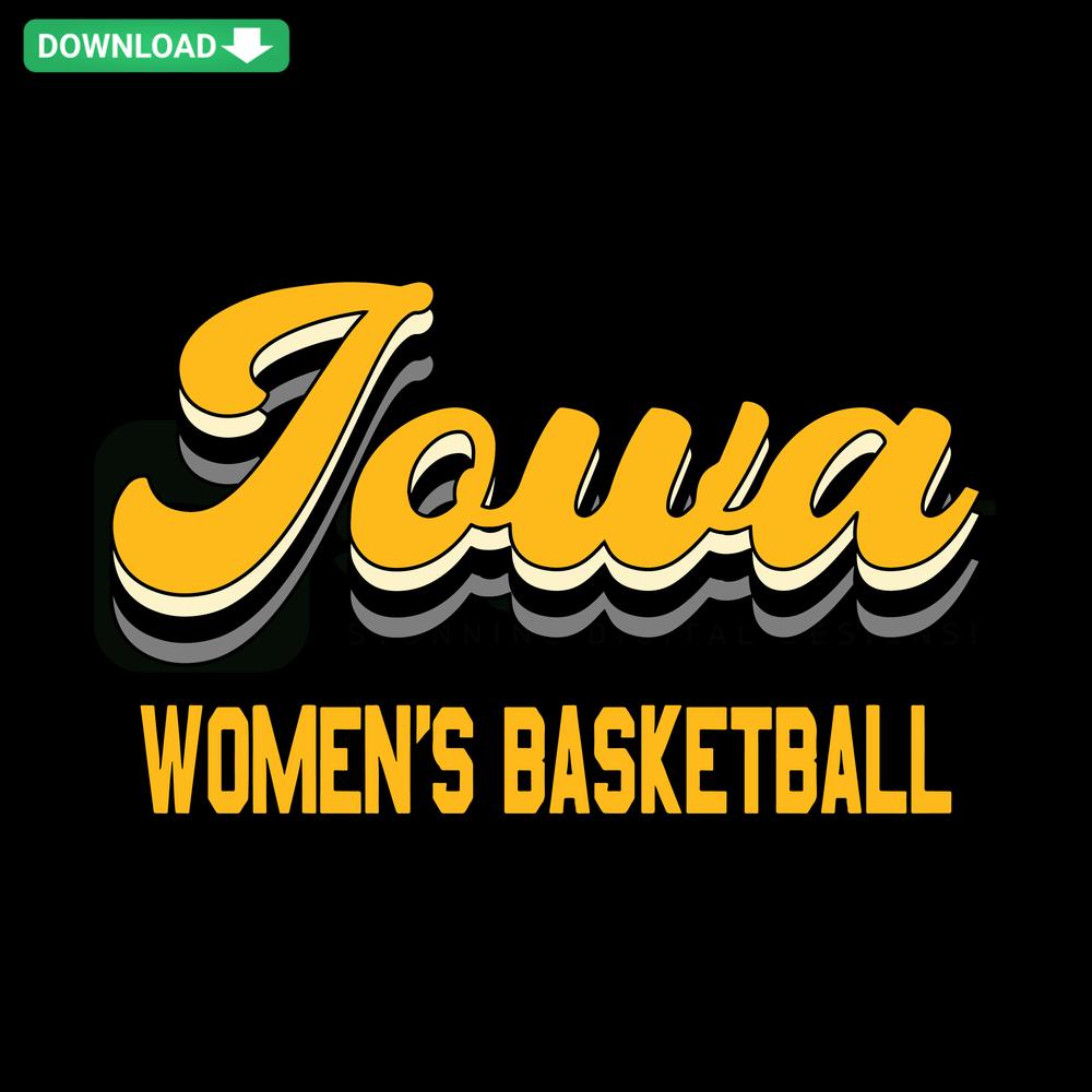 Iowa Women's Basketball Vintage NCAA SVG Digital Download, featuring classic basketball graphics, perfect for creative SVG Cut Files.