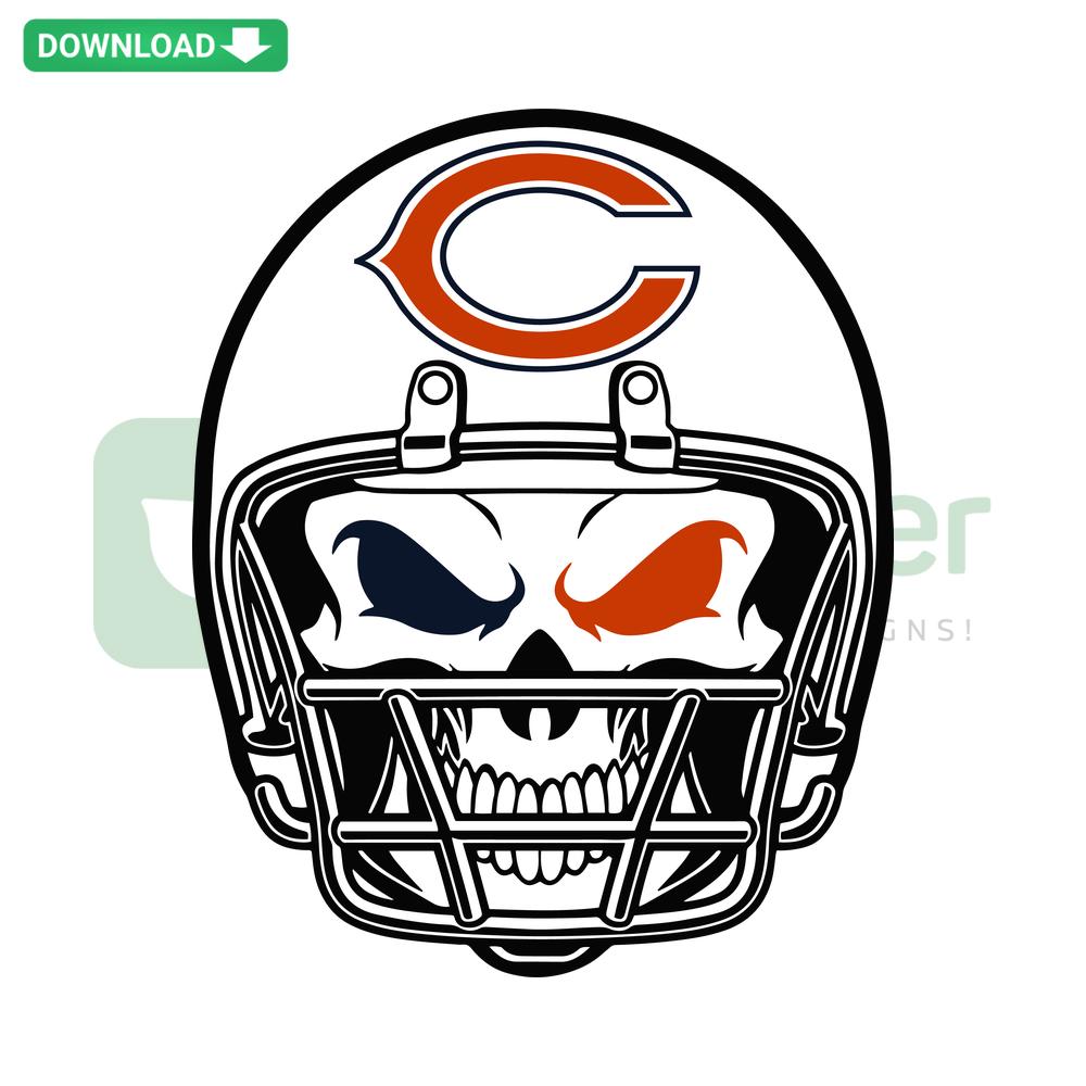 Chicago Bears Skull Helmet SVG Design: Printable NFL Themed SVG for Fans, Football Art Download, Digital Cut File for Crafts
