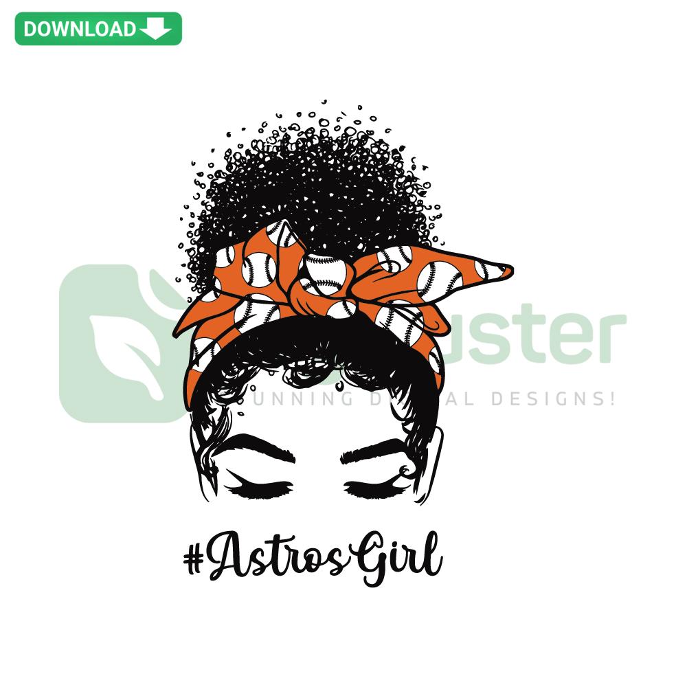 Astros Girl Messy Bun SVG, baseball theme with trendy sunglasses, digital download for crafts, SVG file collection.