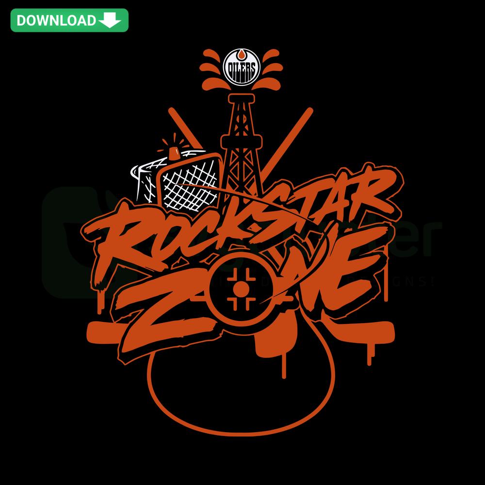 Edmonton Oilers Rockstar Zone NHL SVG, editable hockey design featuring team logo for digital download.