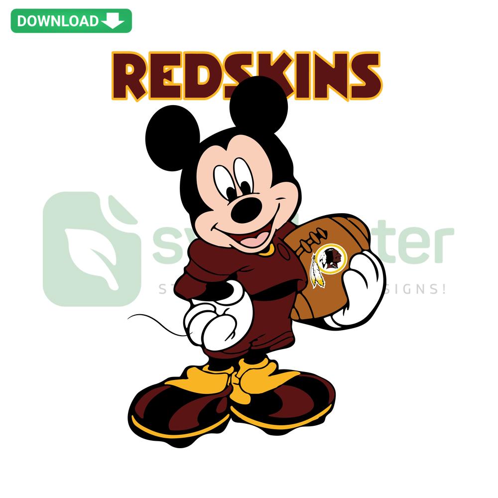 Washington Redskins Mickey NFL SVG Download: Craft SVG Patterns featuring Mickey Mouse in Redskins gear, perfect for DIY projects.