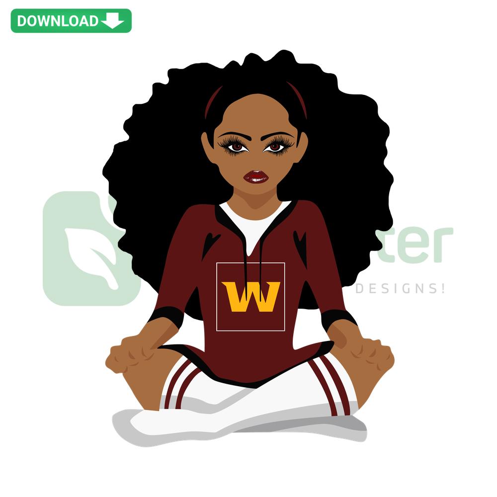 Washington Football Team SVG featuring black girl artwork, custom design, digital download, black pride clipart, printable file.