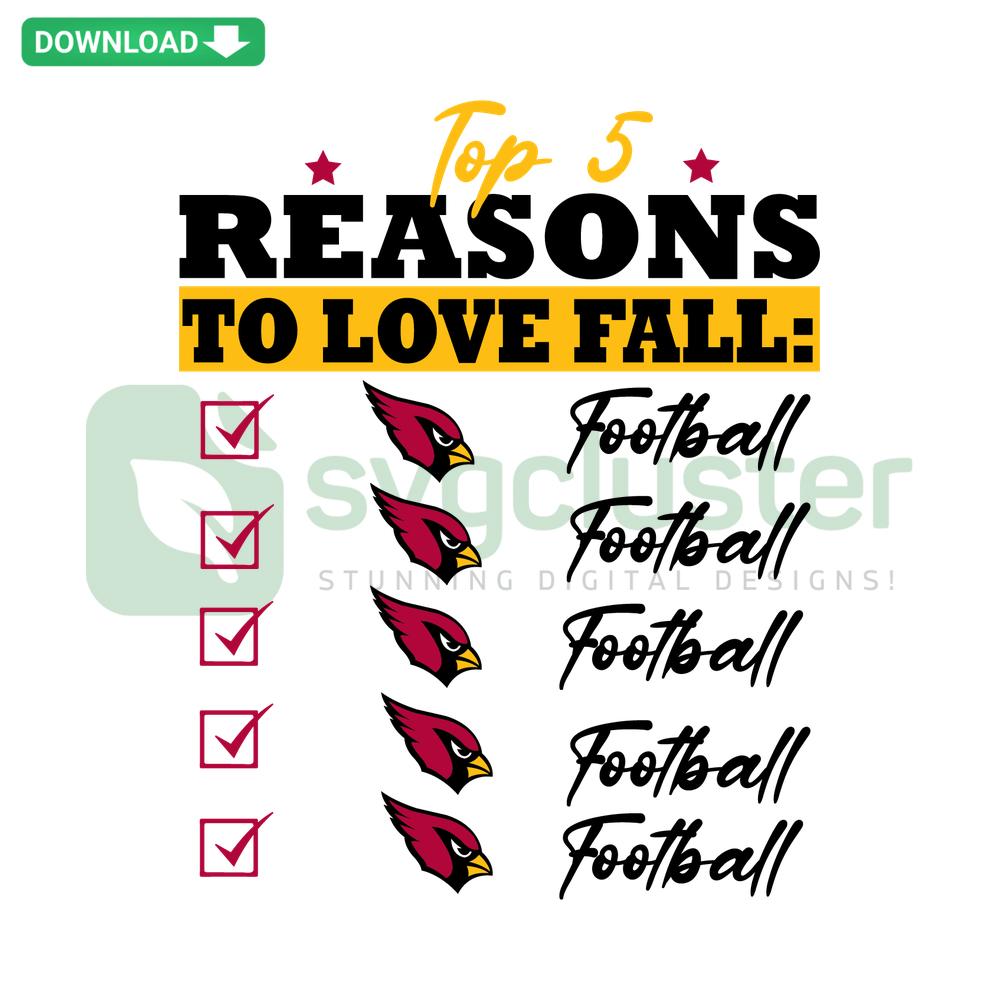 Arizona Cardinals SVG design featuring fall-themed elements, perfect for scrapbooking; highlights top 5 reasons to love fall.