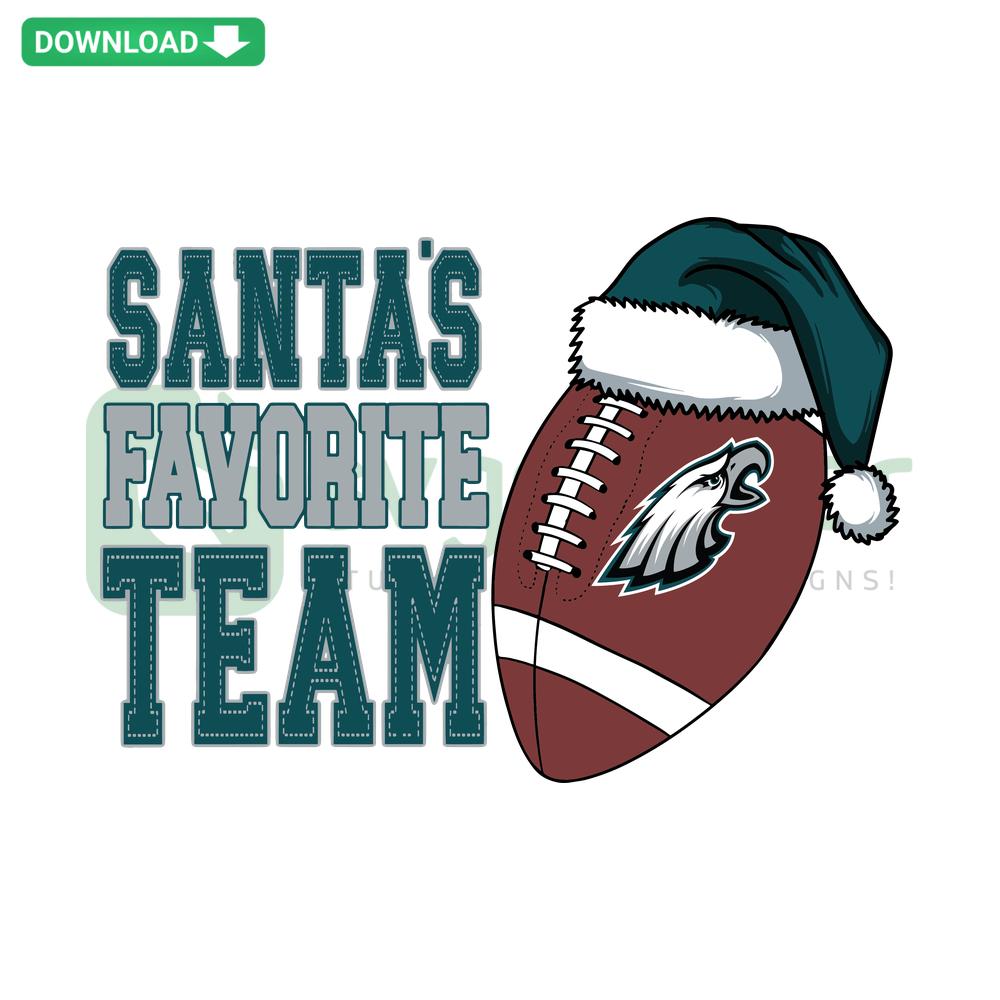 Philadelphia Eagles Christmas SVG with Santa hat, green football theme; Commercial Use Files