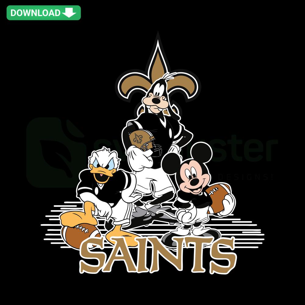Mickey Mouse New Orleans Saints SVG American Football Design, Cute Cartoon NFL Logo, Download Cricut Cut Files