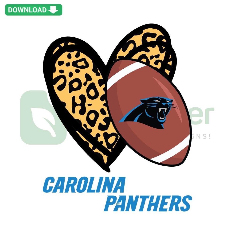 Carolina Panthers Leopard Heart SVG, digital download, blue-teal leopard heart with team logo for designers.