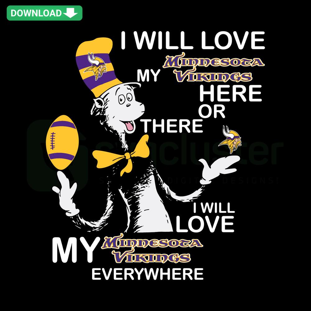 Dr Seuss Minnesota Vikings SVG, high-resolution design featuring Vikings logo and Dr Seuss characters, digital download.