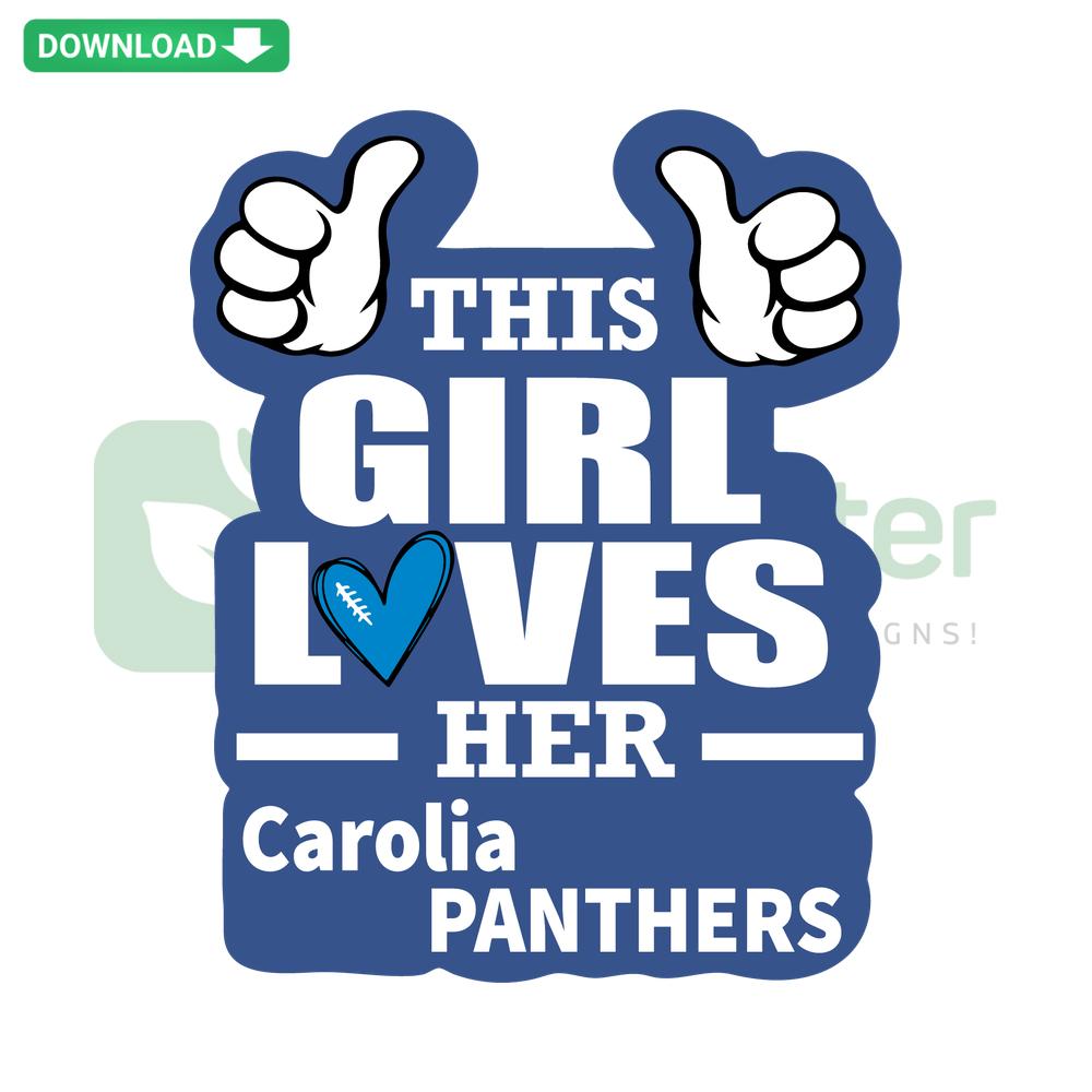 This Girl Loves Her Panthers SVG in bold black script, ideal for Cricut/Silhouette. Perfect for Panthers fans' crafts.