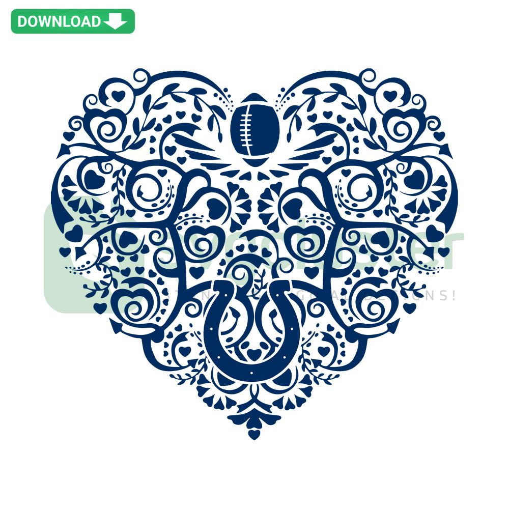 Indianapolis Colts Football Heart SVG, team logo in heart shape, vector art, digital download, SVG file for DIY crafts and decor.