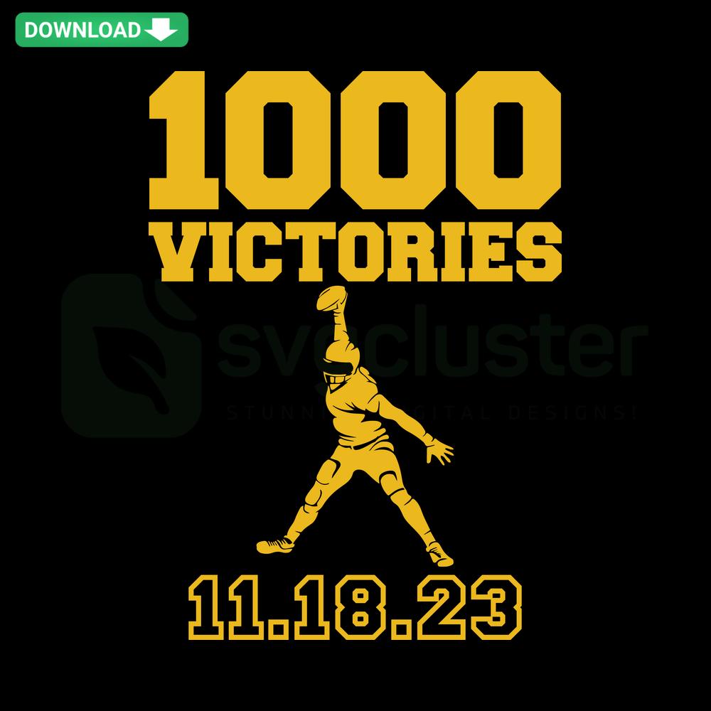 Michigan 1000 Victories SVG, digital download; vector design featuring intricate lettering celebrating Michigan sports success.