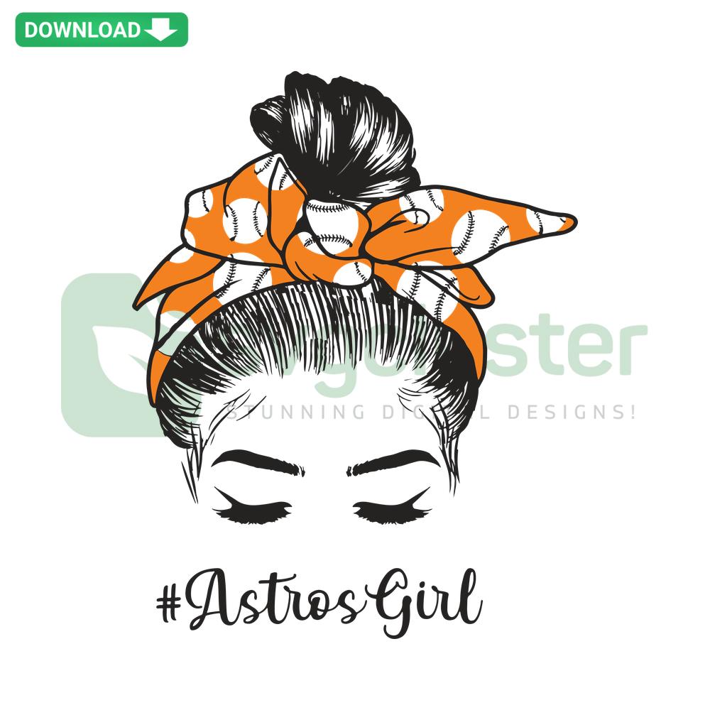 Houston Astros Girl SVG Digital Download - Cricut Ready, featuring a girl in Astros gear, ideal for DIY crafts and fan projects.