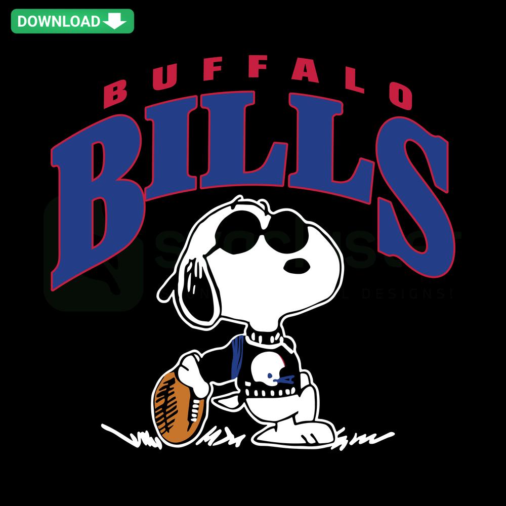 Vintage Snoopy Football Buffalo Bills SVG featuring Snoopy in a Bills jersey, perfect for fan crafts and digital designs.