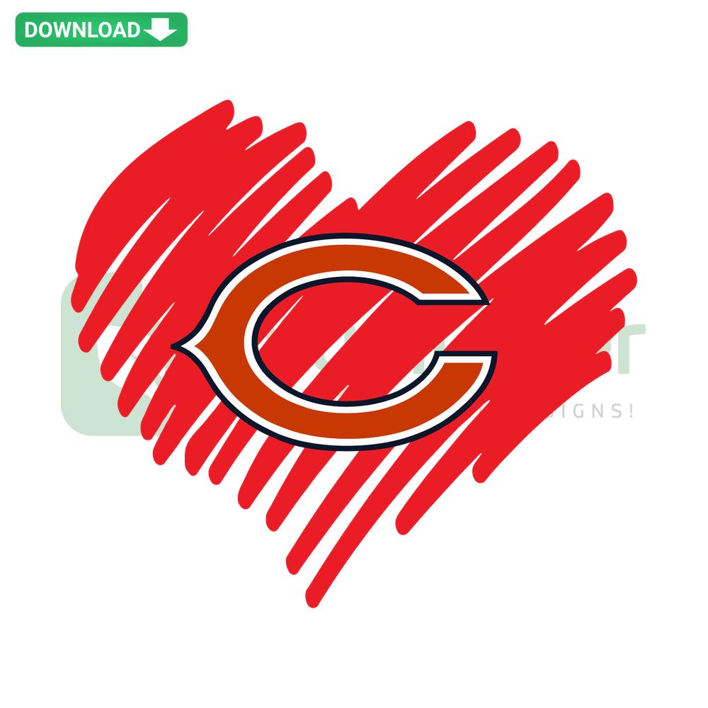 Chicago Bears Heart SVG Digital Download featuring heart-shaped design with team colors; perfect for designers and sports fans.