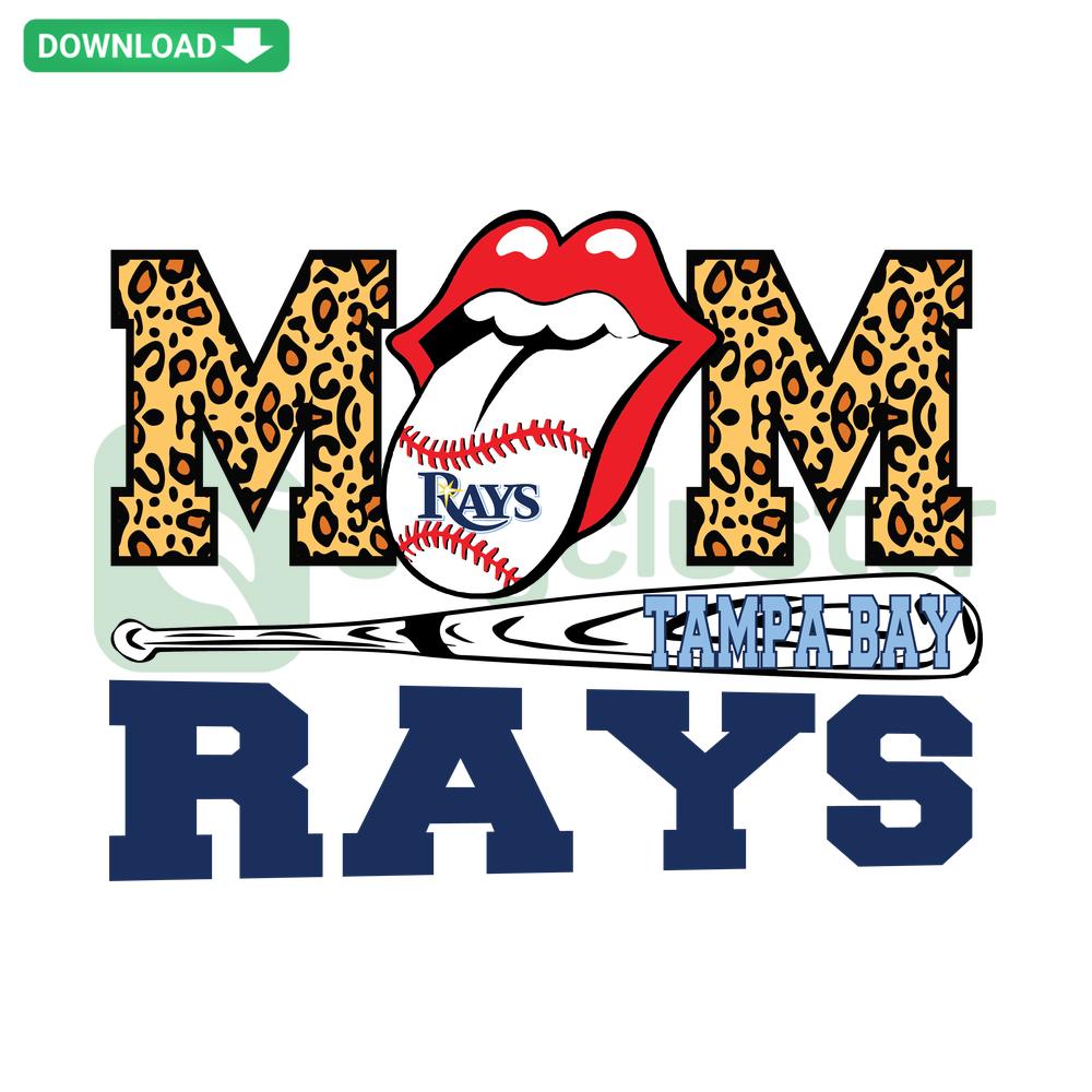 Tampa Bay Rays Mom SVG Digital Download: Baseball-themed vector graphics featuring Rays logo and 'Mom' text design for crafting.