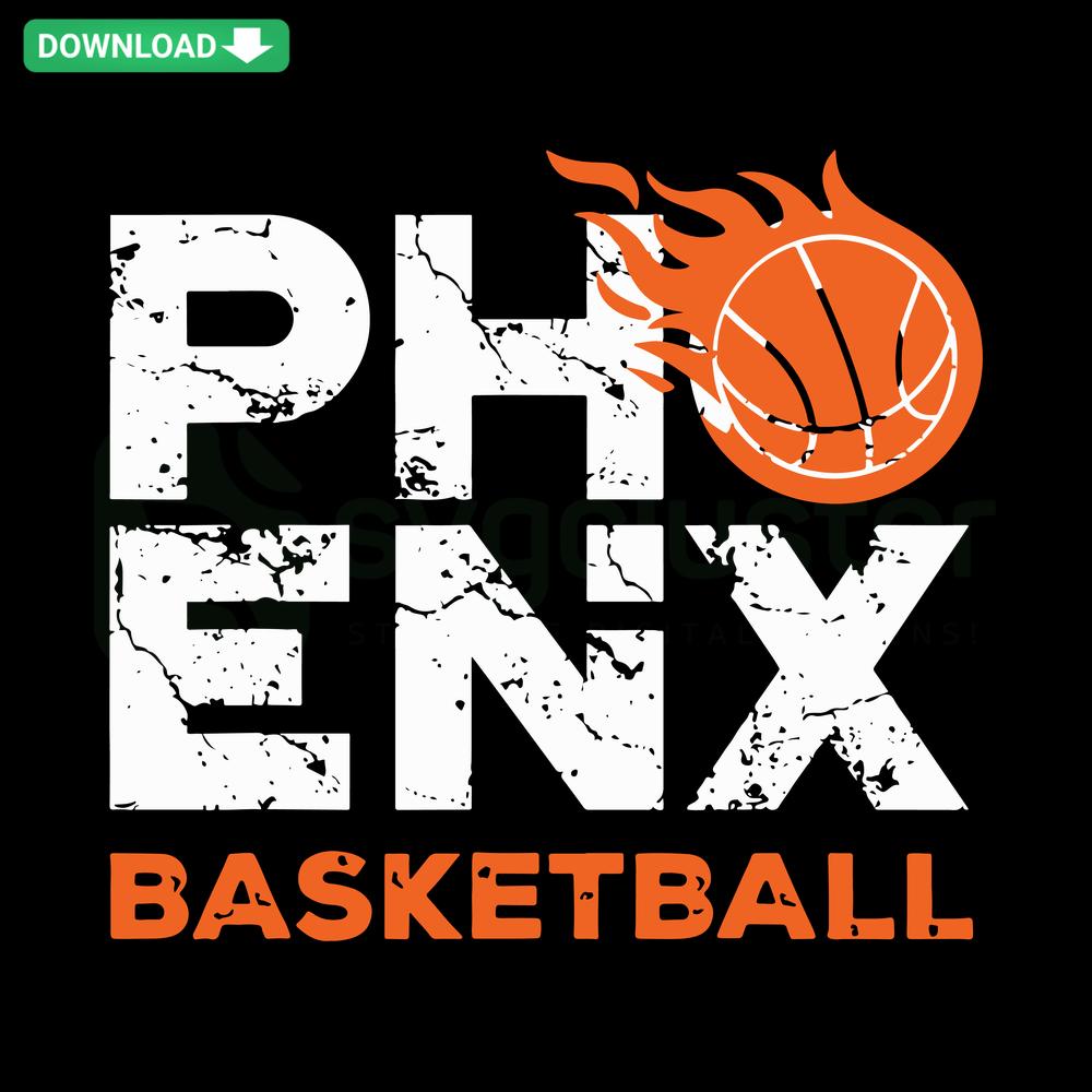 Phoenix Basketball Ball City Arizona Fan Pride SVG, vibrant basketball silhouette, SVG craft patterns, Arizona sports design.