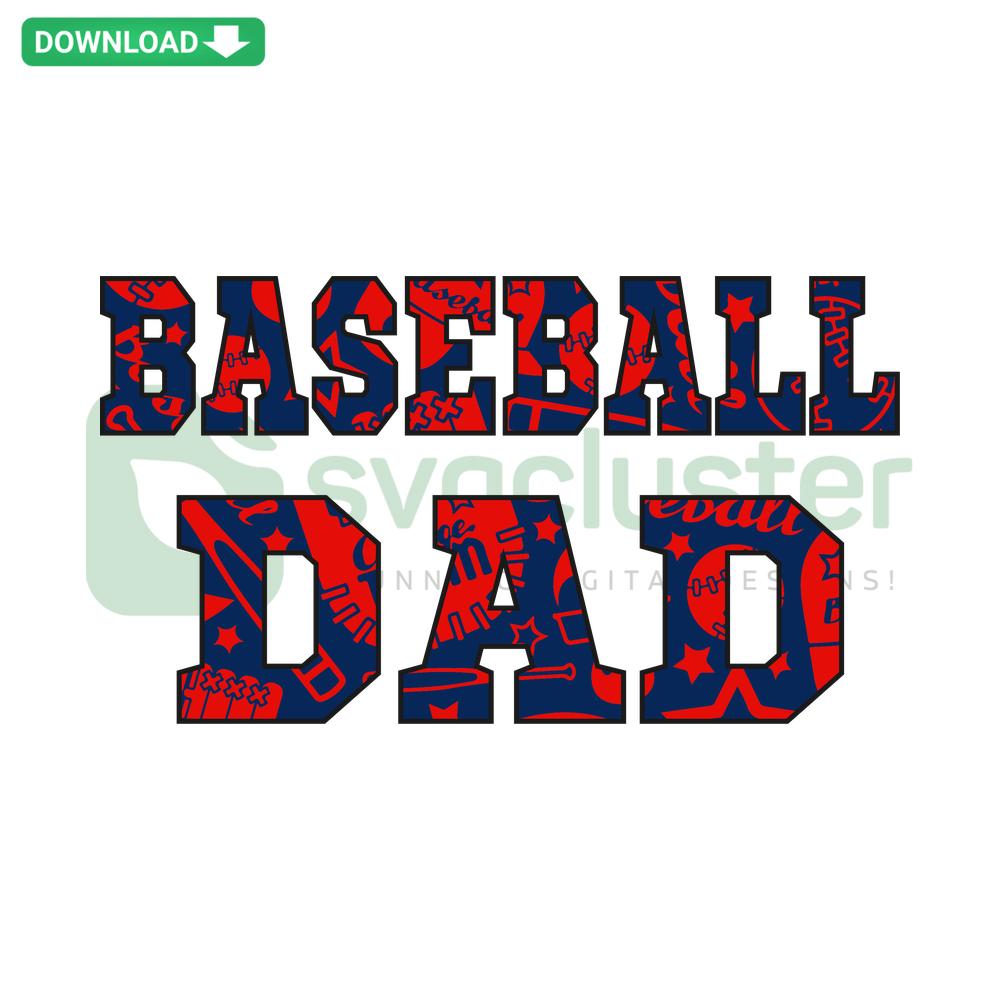 Baseball Dad SVG file: Stylish design ideal for Cricut & Silhouette, featuring bold text & bat icon. Perfect for DIY projects.