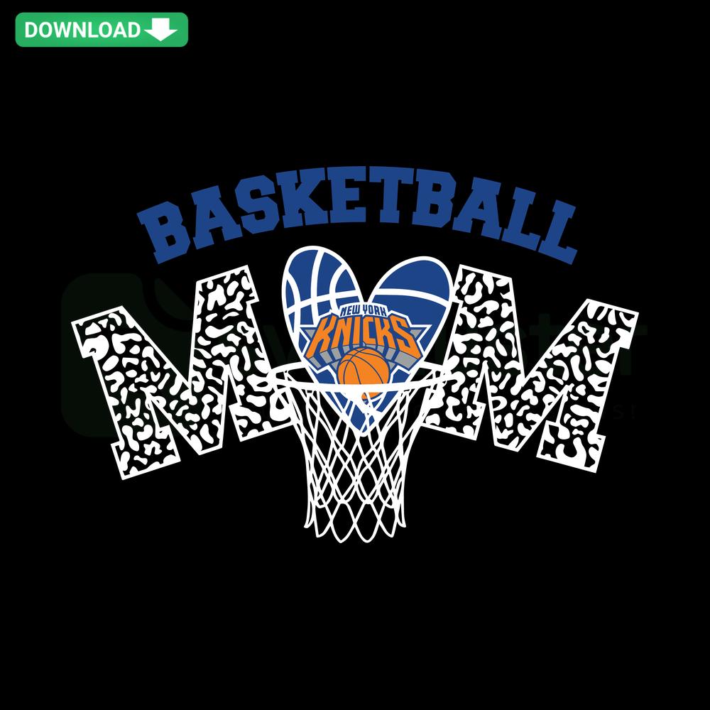 Basketball Mom Net Retro New York Knicks SVG Design for Home Decor, Sports Mom SVG with Net and Text Pattern, DIY Knitting Template.