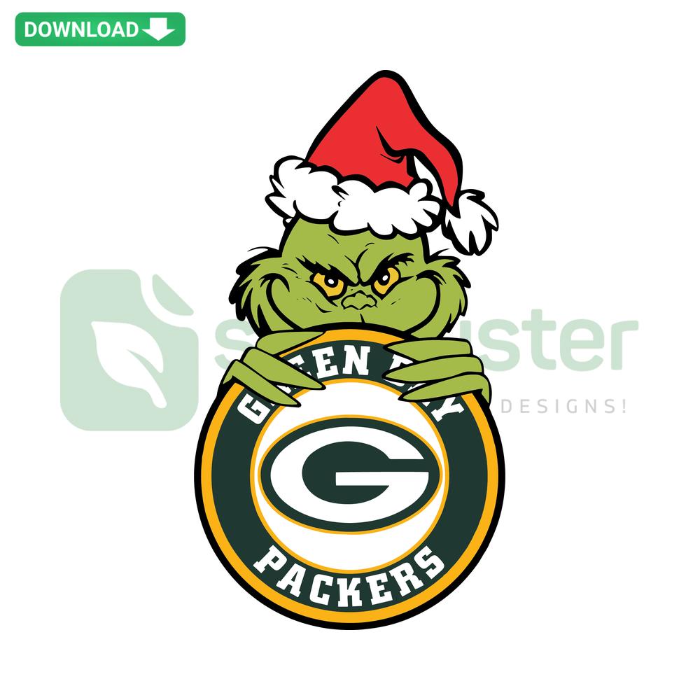 Grinch Green Bay Packers Circle Logo SVG, Cricut Ready SVG; funny, Christmas-themed design, perfect for DIY crafts.