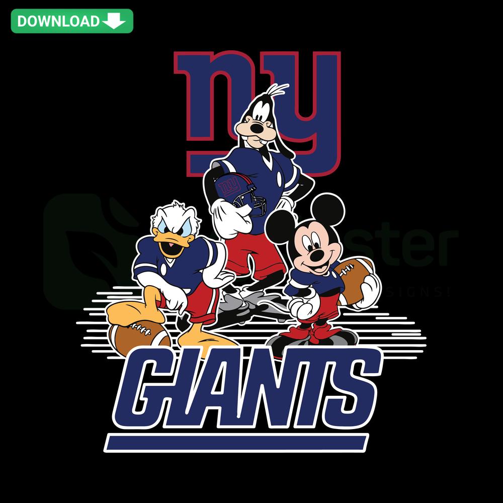Mickey Mouse New York Giants Football SVG: Cartoon Mouse in Giants Jersey with Football, Premium SVG Graphics