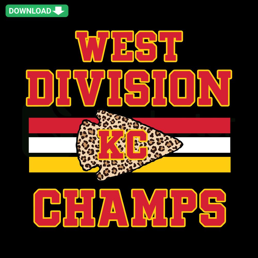 Kansas City Chiefs West Division Champs SVG, Custom Download, Bold Red and Yellow Design with Football Graphic, Digital File