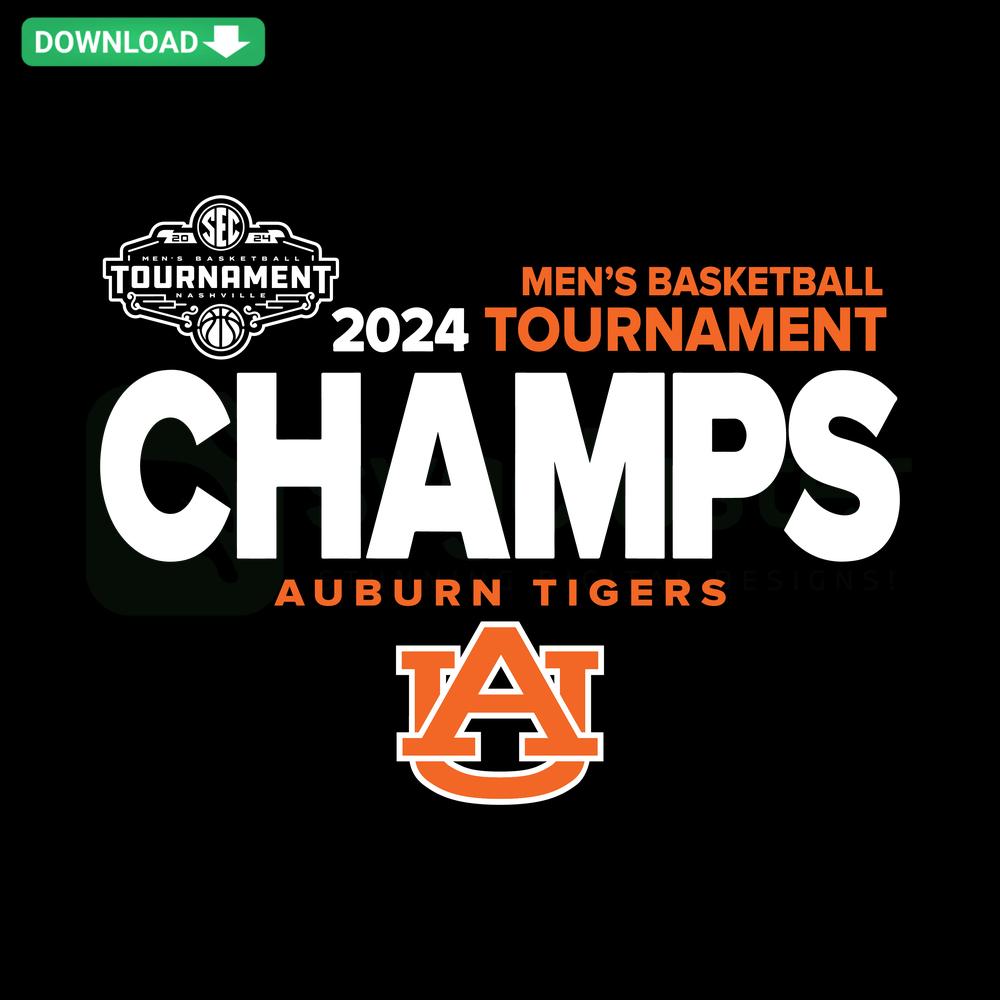 Auburn Tigers 2024 SEC Men's Basketball Tournament SVG design for Cricut/Silhouette; vibrant team colors and logo included.