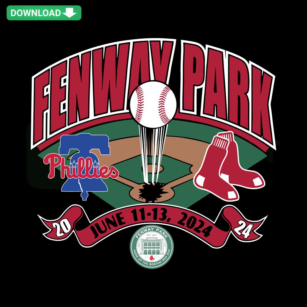 Boston Red Sox vs Philadelphia Phillies Fenway Park SVG, digital download featuring iconic baseball imagery and logos.