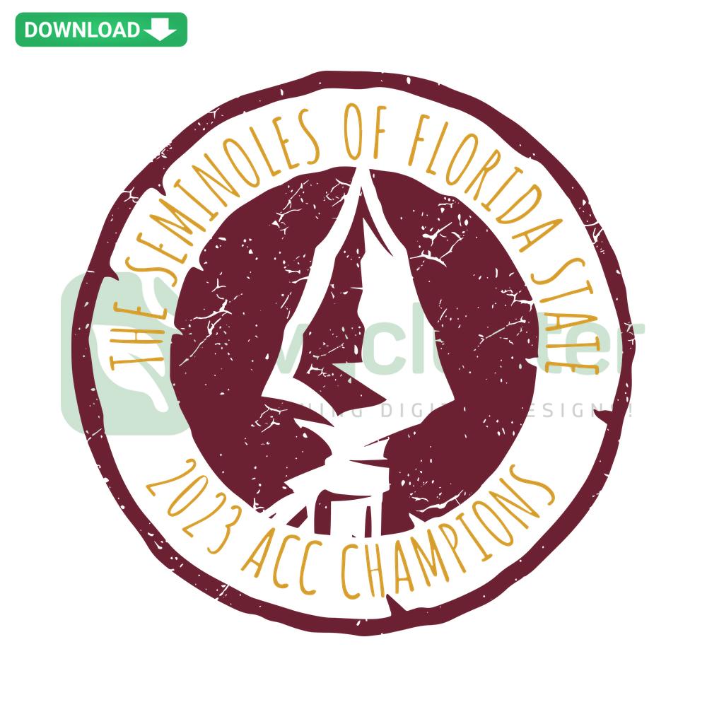 Florida State Seminoles 2023 ACC Champions SVG, featuring bold vector graphics and team logo, perfect for fan merchandise designs.