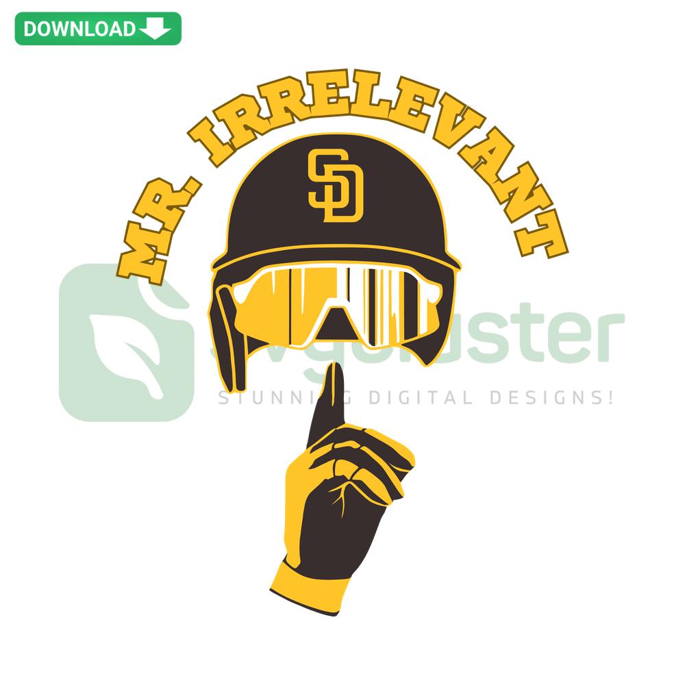 San Diego Padres Mr Irrelevant Baseball SVG, high-res design with team logo and playful typography, digital download.