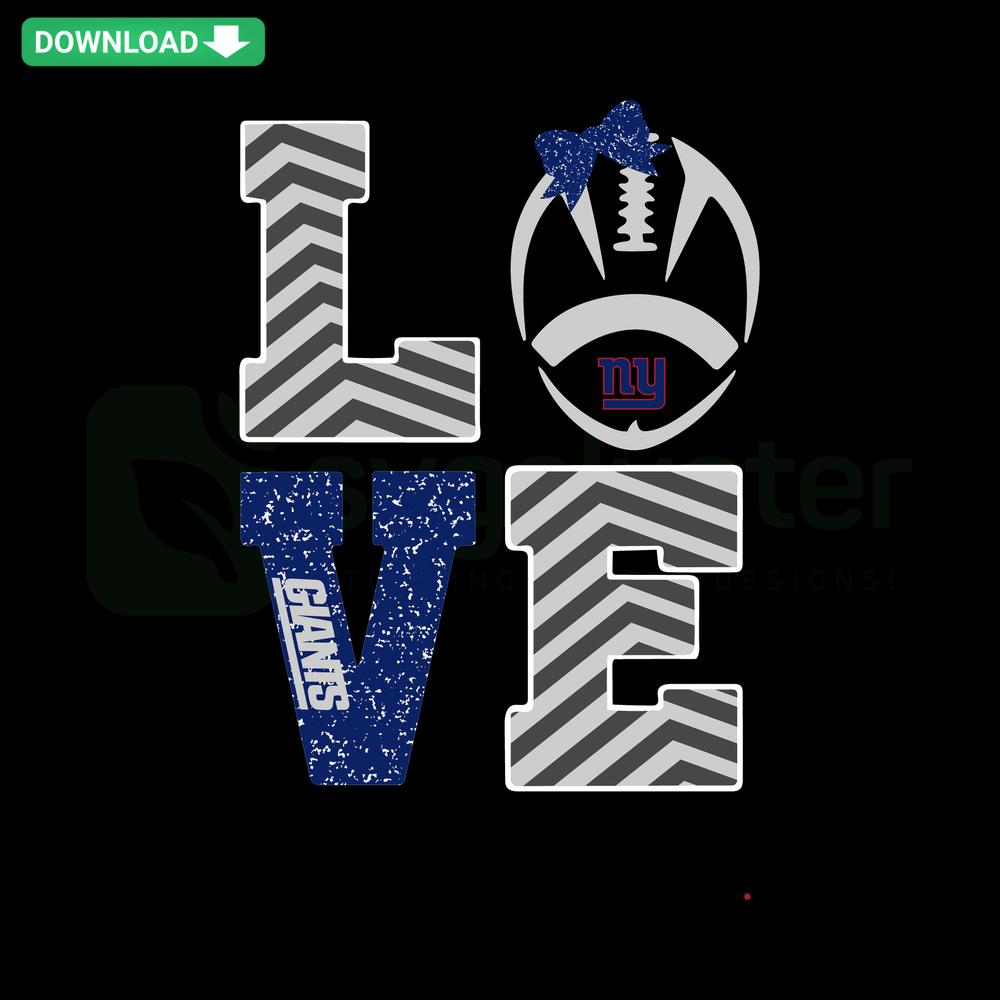 Love Giants Football SVG, Vector Designs, Digital Download, bold text with football graphic, sports printable, fan merchandise.
