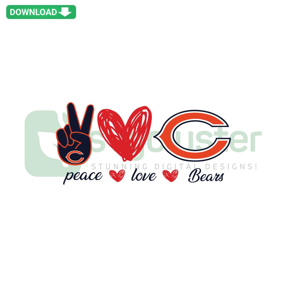 Chicago Bears Peace Love SVG, Cricut Digital Art: Team logo embedded in peace heart design. Instant download, football graphics.