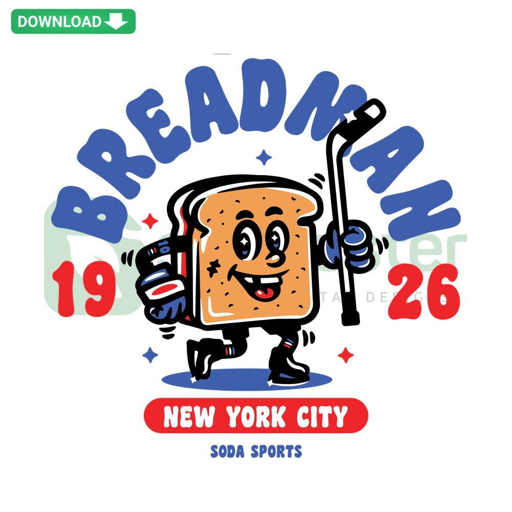 Breadman New York City Hockey SVG, stylish hockey-themed design, instant digital download, perfect for crafting projects.