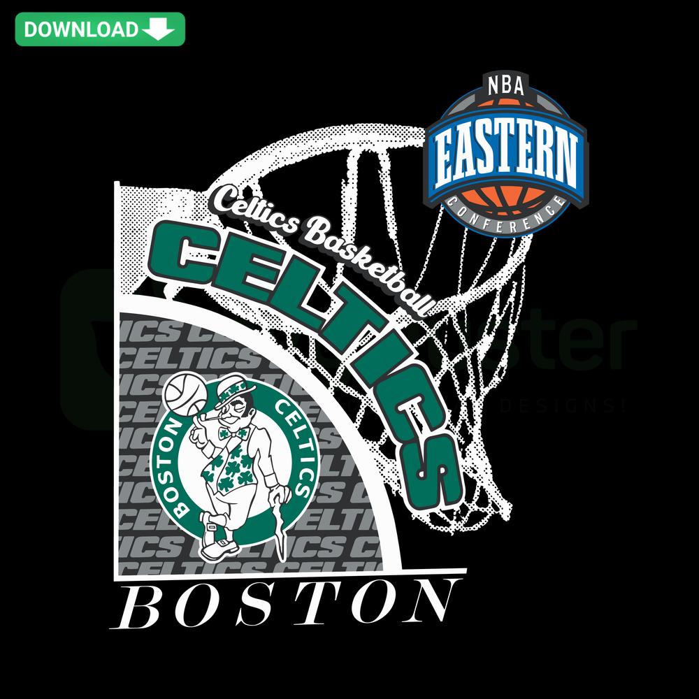 Boston Celtics Eastern Basketball SVG, Instant Download Design featuring team logo and basketball elements. Perfect for sports projects.