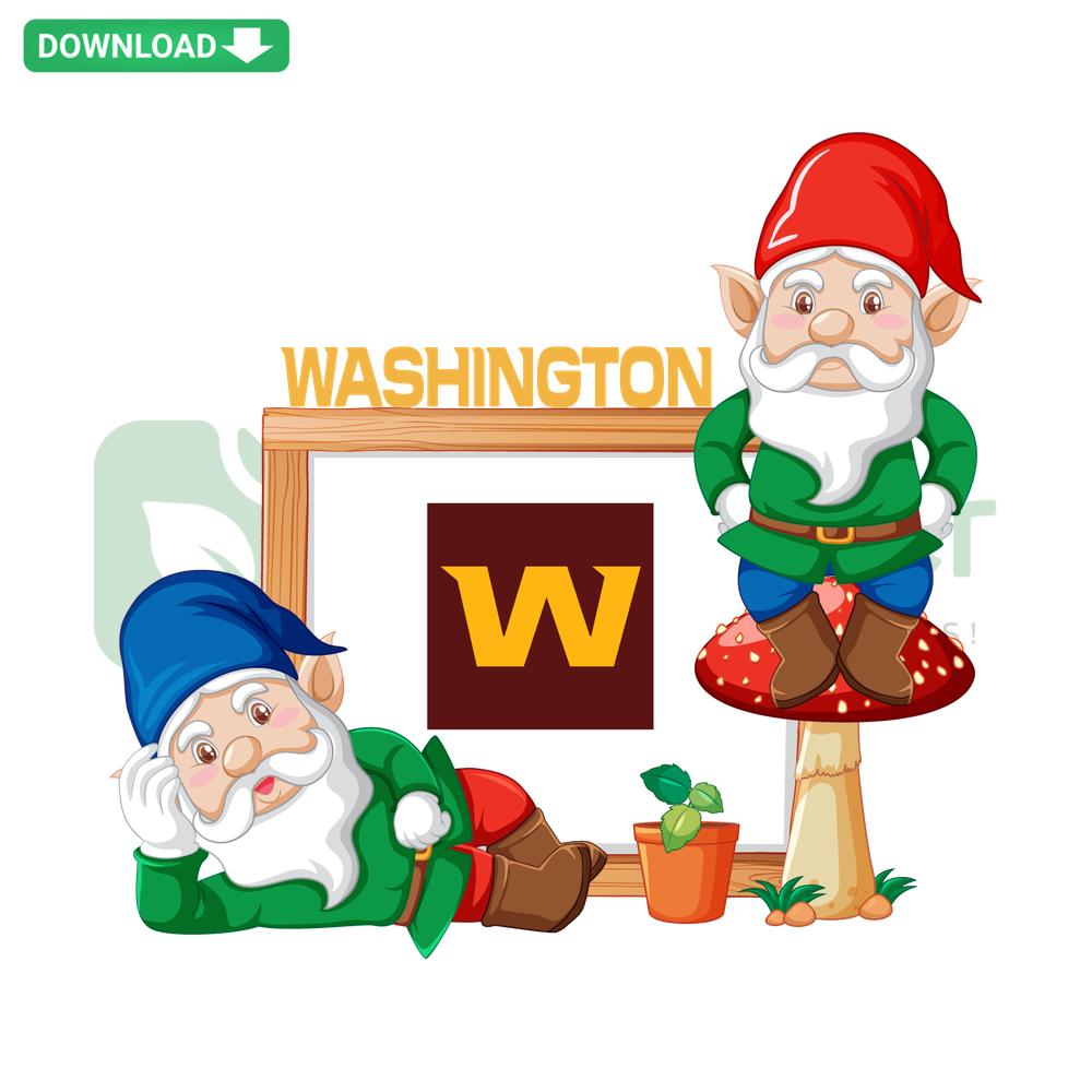 Gnome wearing Washington Football Team gear SVG, printable DIY design for crafts, shirts, or decor.
