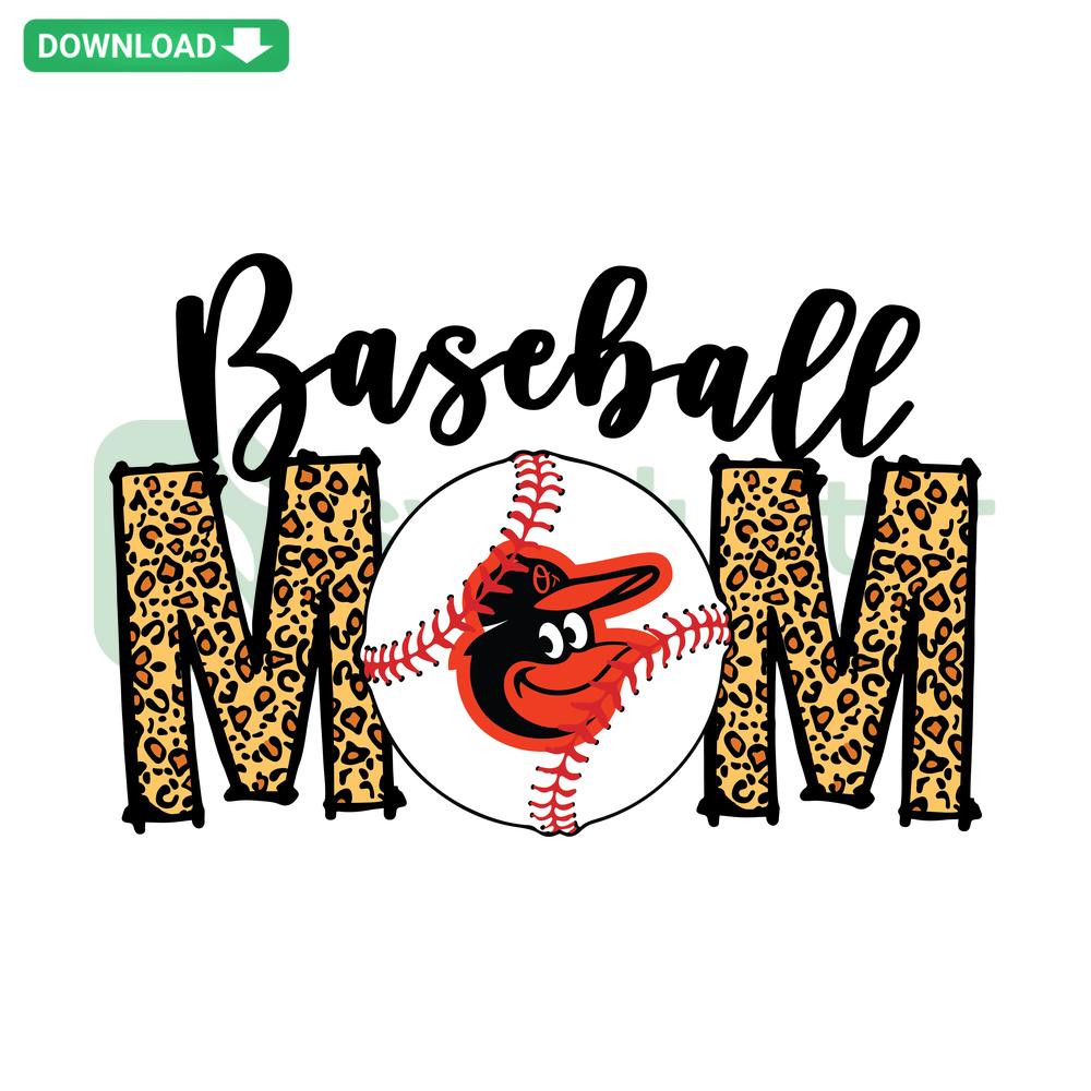 Baltimore Orioles Baseball Mom SVG in orange and black, perfect for Cricut crafting, sports-themed templates, DIY projects
