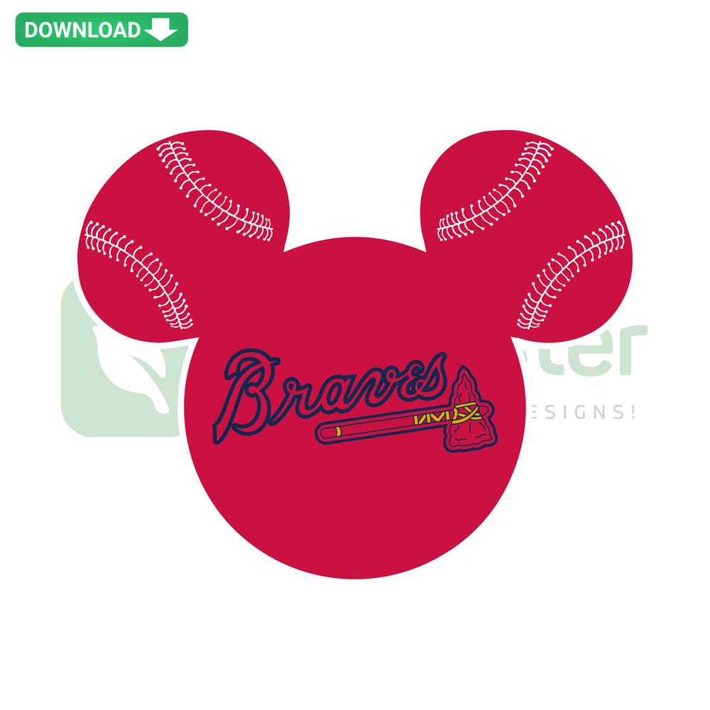 Atlanta Braves Baseball Mickey Mouse Disney SVG Design, Printable, Cartoon Sports Logo, Disney SVG Files for Cricut Crafts