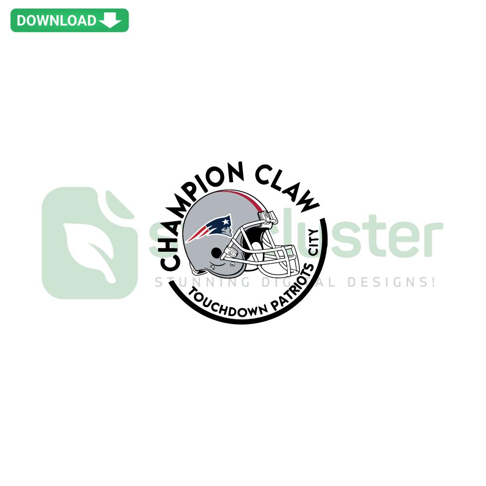 Bold 'Champion Claw Touchdown' SVG with Patriots City theme, ideal for printable designs, sports fans, and digital crafting.