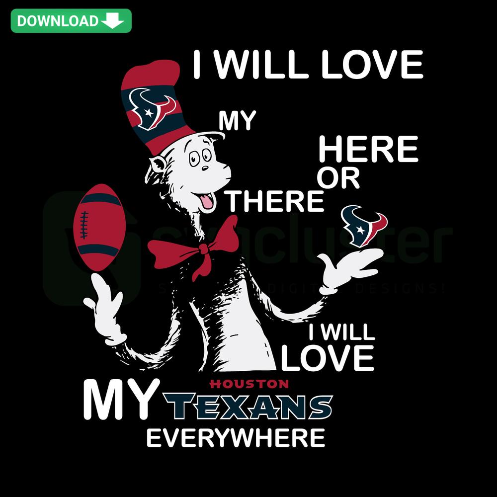 Dr Seuss Houston Texans Football SVG, high-res digital download featuring whimsical character wearing team colors and helmet.