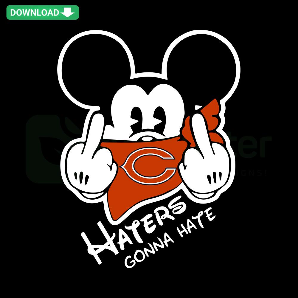 Mickey Mouse Haters Gonna Hate Chicago Bears SVG, custom design featuring Mickey in Bears colors, perfect for sports fan merchandise.