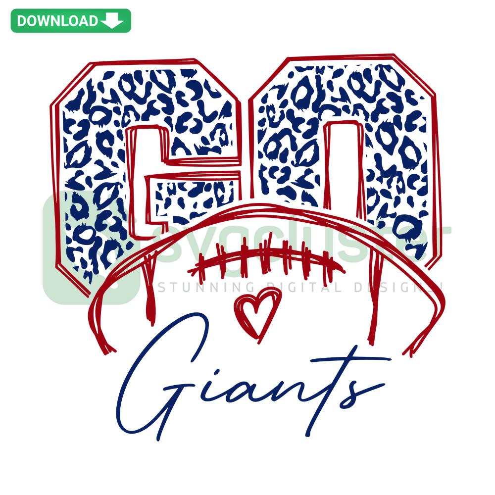 Go Giants Football Leopard Pattern SVG - Unique Football SVG Cut Files Featuring Blue Leopard Print for DIY Crafting and Decoration