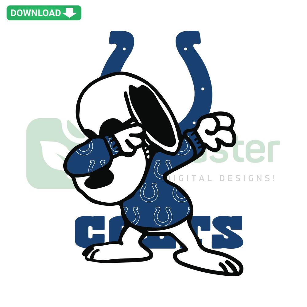 Snoopy wearing a Colts jersey, Colts Snoopy SVG, vector design for crafts, Colts fan digital download, Snoopy football printable.