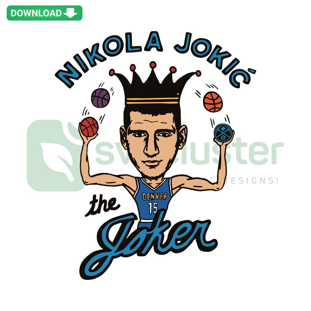 Nikola Jokic The Joker Denver Nuggets SVG, bold graphic design for home decor, ideal basketball typography art.