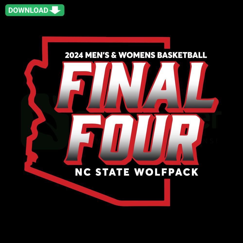 2024 Final Four NC State Wolfpack SVG, bold red wolf logo, basketball pattern, craft-friendly digital design for DIY projects.