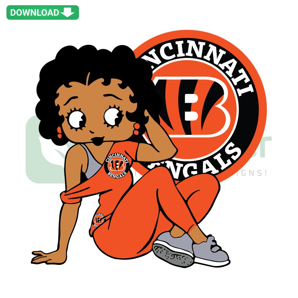 Cincinnati Bengals Betty Boop SVG Cricut Download, featuring Betty in Bengals gear, perfect for Cricut crafting projects.