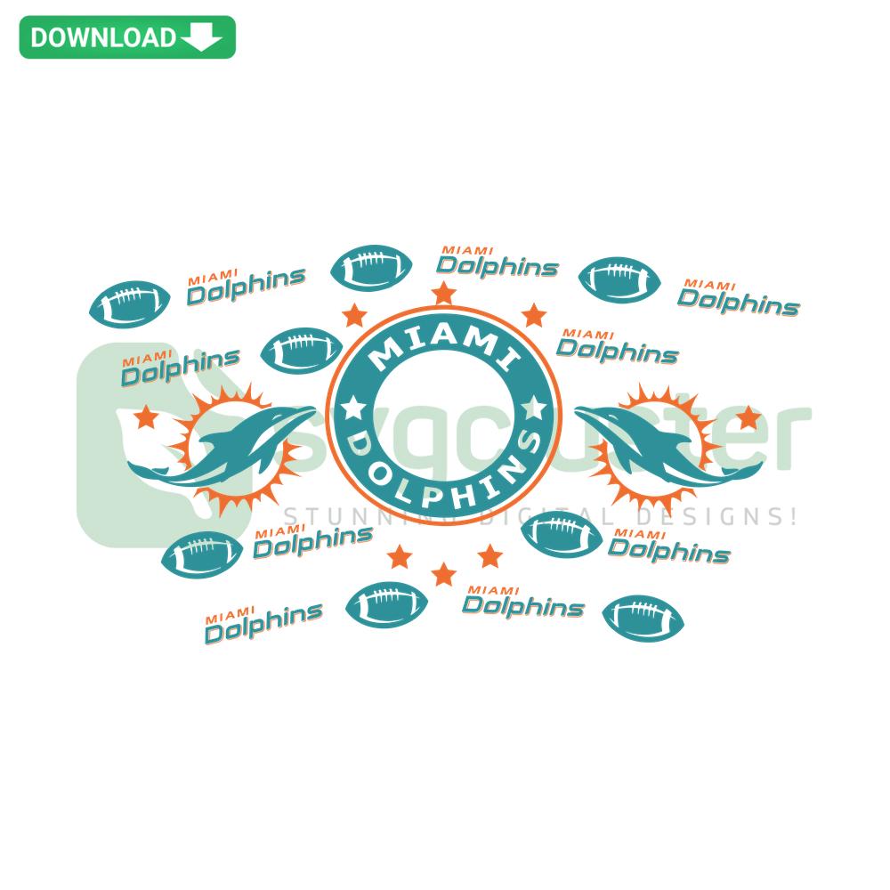 Miami Dolphins-inspired Starbucks cup wrap SVG, vibrant tropical patterns for crafts, digital download.
