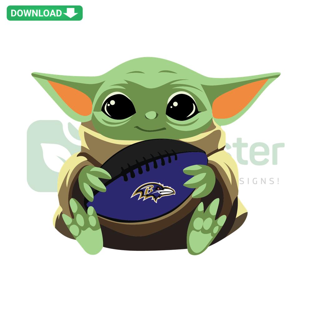 Baltimore Ravens Baby Yoda SVG Design - Digital Download, Printable Craft; Perfect for Ravens fans & craft enthusiasts.