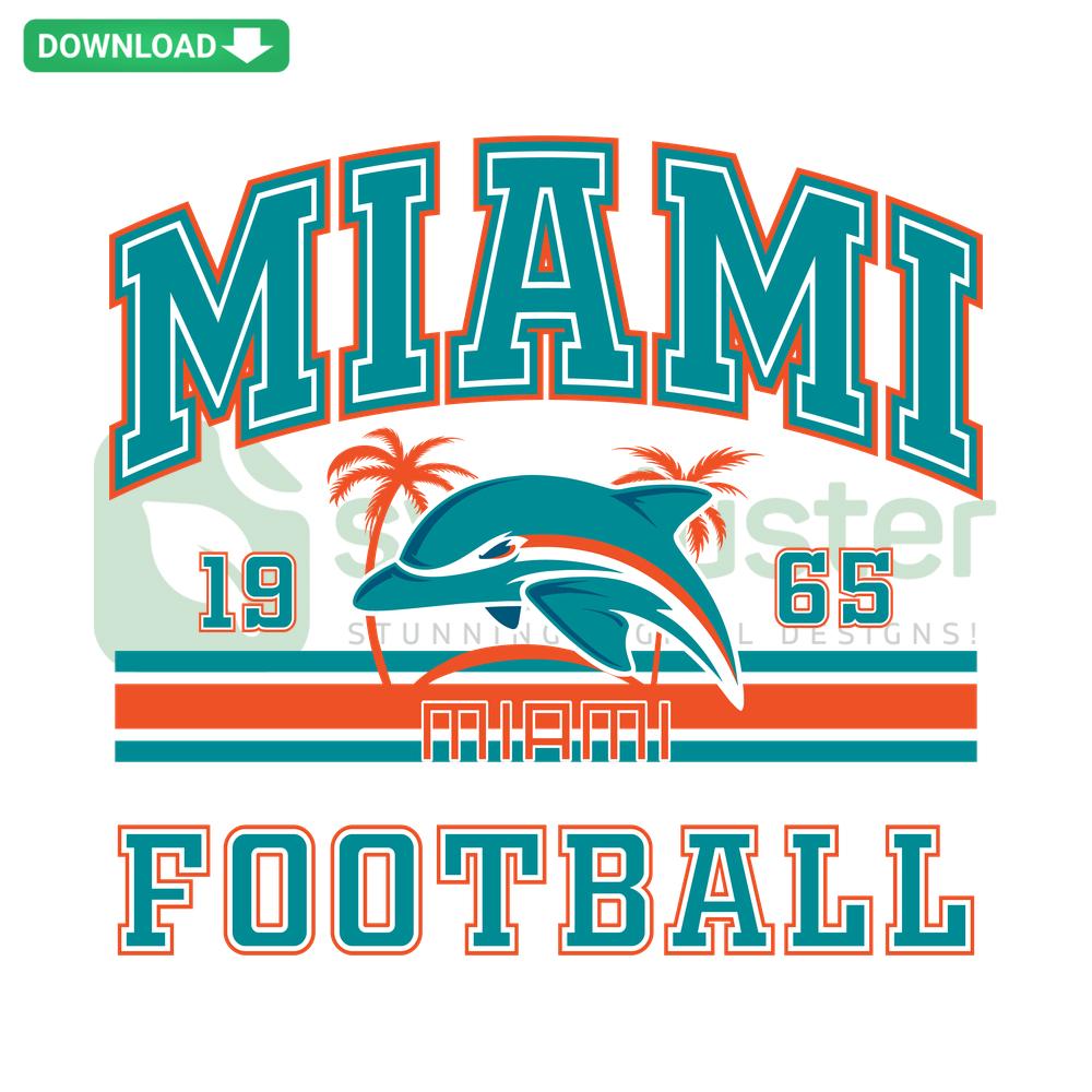 Miami Football 1965 SVG design with vintage helmet and retro typography, perfect for Cricut projects and custom SVG files.