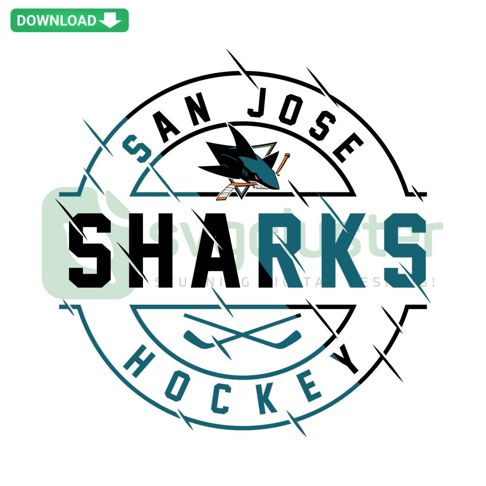 Retro San Jose Sharks Hockey SVG featuring vintage team logo, teal and black design, instant digital download graphics