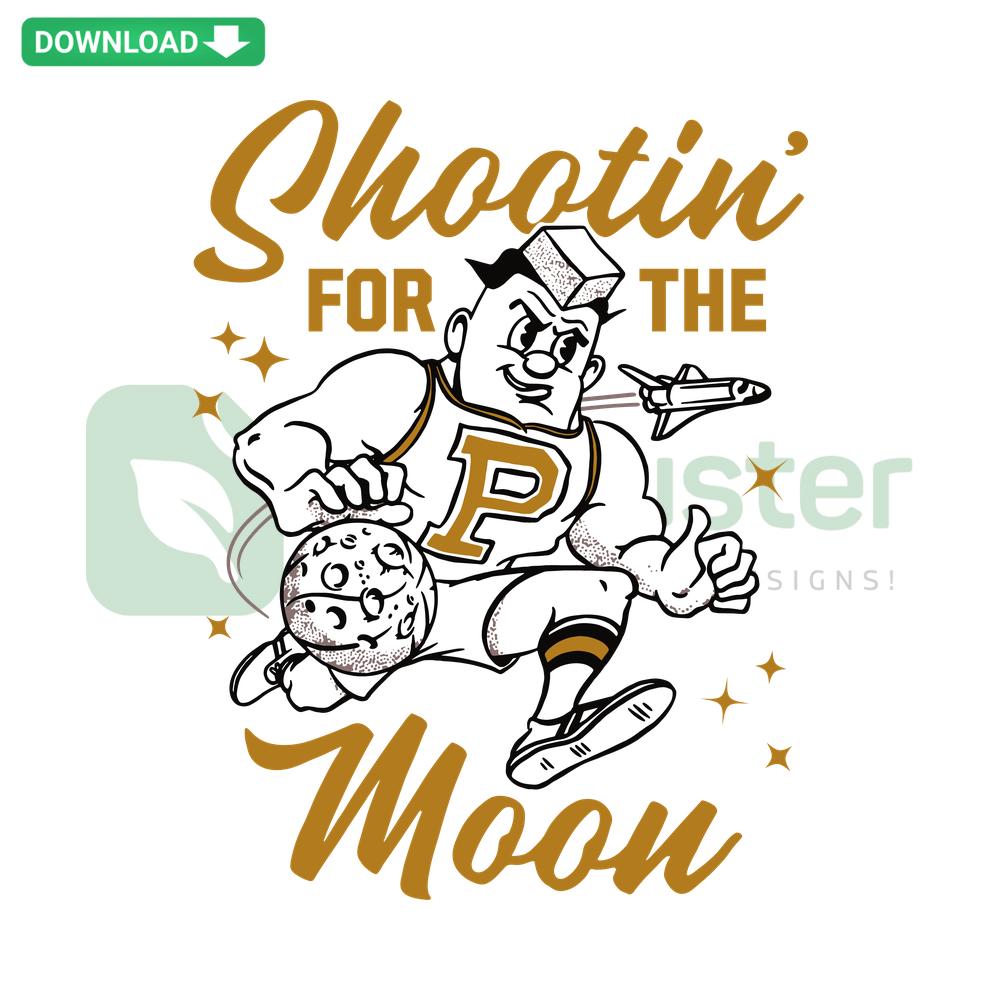 Purdue Boilermakers Shoot For The Moon SVG, space-themed wall art design, featuring university logo, ideal for fans and decor.