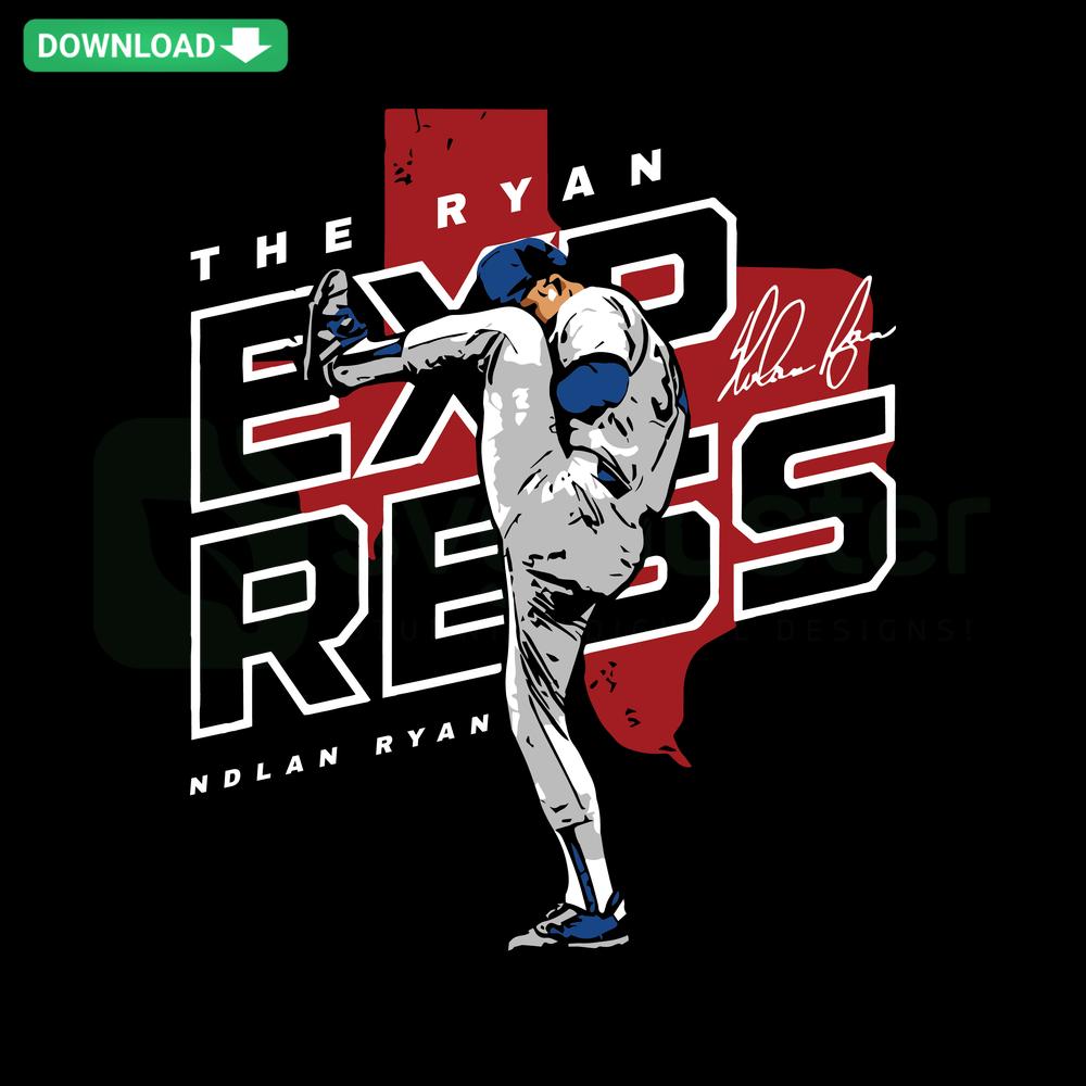 Nolan Ryan Texas Rangers Baseball SVG, featuring detailed silhouette and iconic uniform elements, perfect for sports-themed crafts.