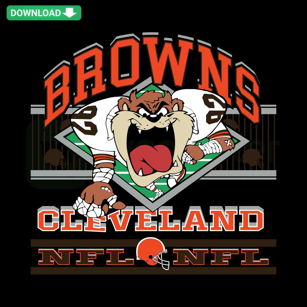 Vintage Cleveland Browns Looney Tunes NFL SVG with characters in team gear, ideal for designers seeking premium themed files.